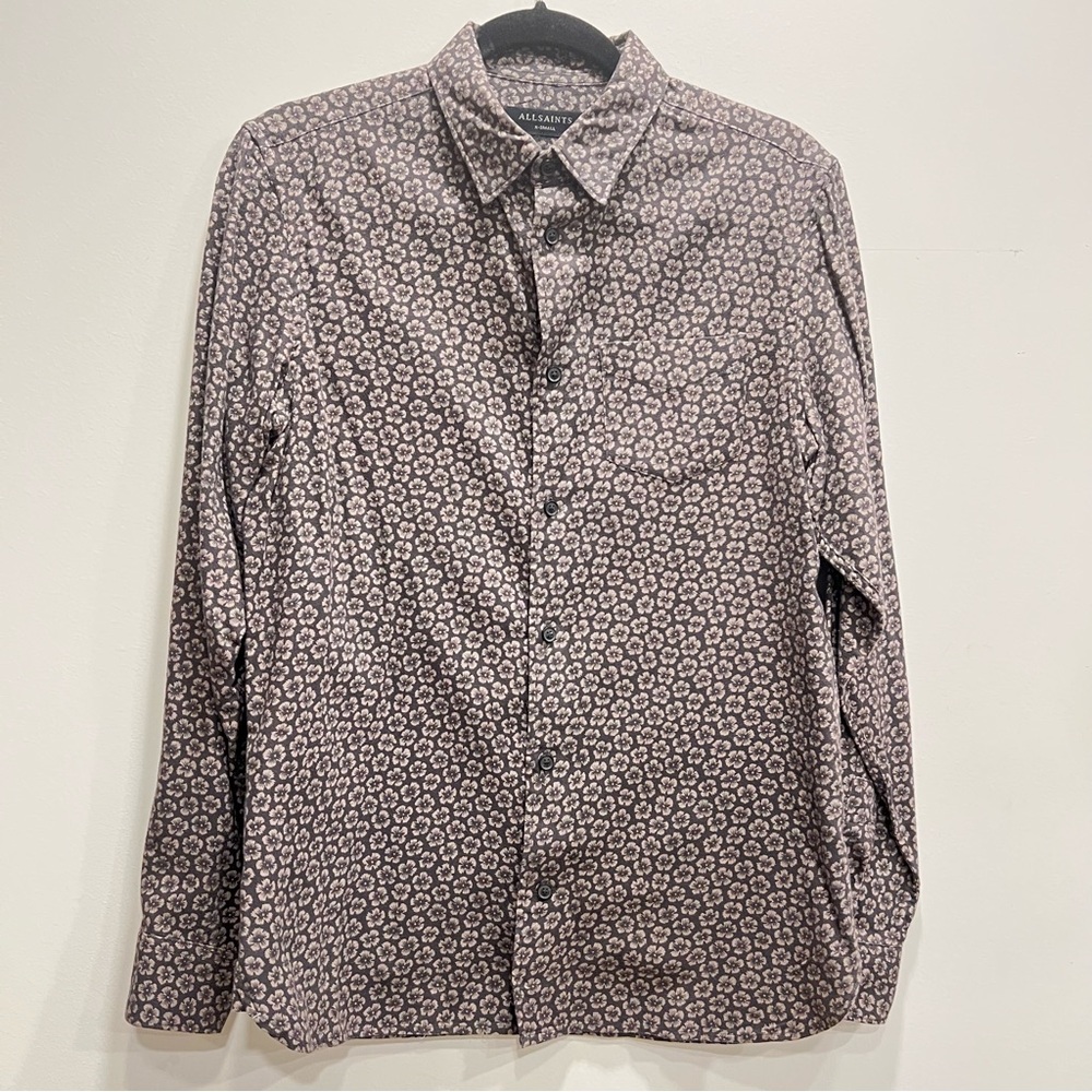 AllSaints Men's Floral Patterned Shirt - XS Brown